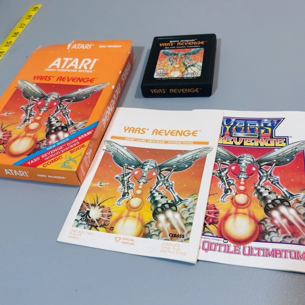 Yars' Revenge Video Game Box & Manual Clean Atari 2600 1980's Vintage Retro